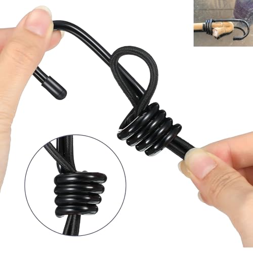 Heavy Duty Bungee Cord Hooks 12 Pack - 1/4 & 3/8 Inch Spiral End Replacement Clips