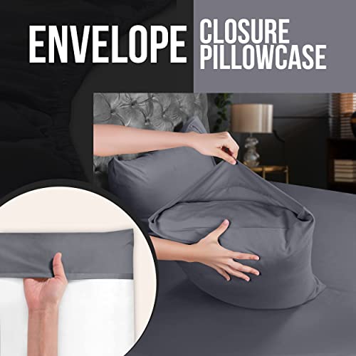 Ultra Soft Grey Pillow Cases Set of 4 - Standard Size Microfiber