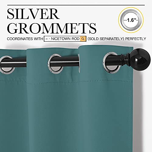 NICETOWN Sea Teal Blackout Curtain Panels, 34"W x 45"L (2 Pack)