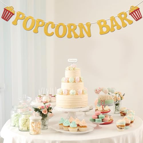 Popcorn Bar Banner - Glitter Decor for Birthday & Bachelorette Parties