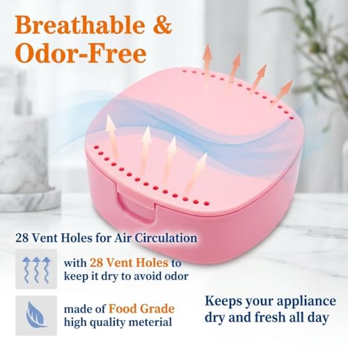 Ocircle Retainer Case with Mirror and Ventilation Holes Pink
