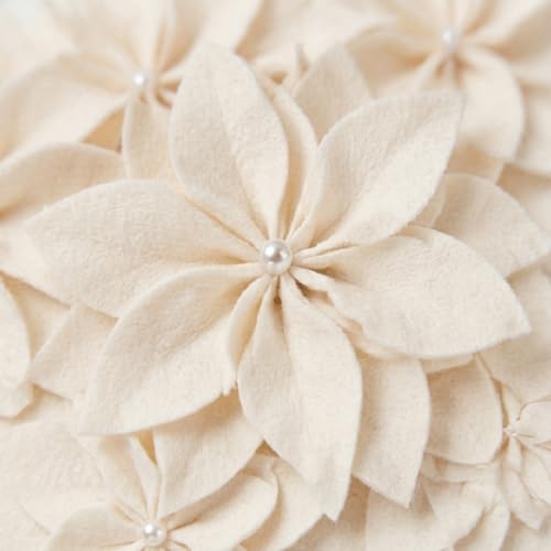 Foilswirl 36 Inch White Christmas Tree Skirt with Poinsettia Pearl Edge - Holiday Decor