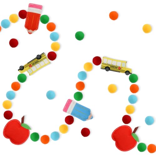 Back to School Felt Banner Garland with Apples, Pencils & Buses
