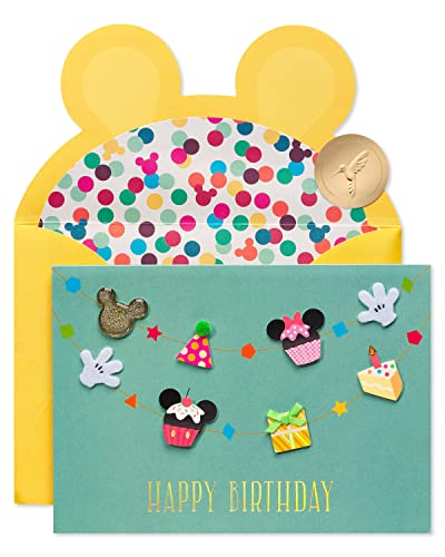 Papyrus Disney Birthday Card - Sending Special Wishes Mickey Cupcake Design