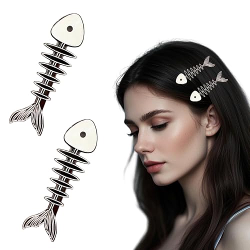 Alloy Fish Bone Hair Clips 2pcs Cute Hair Barrettes for Women