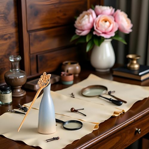 Wooden Hair Stick Vintage Carved Hair Fork Traditional Asian Hairpin