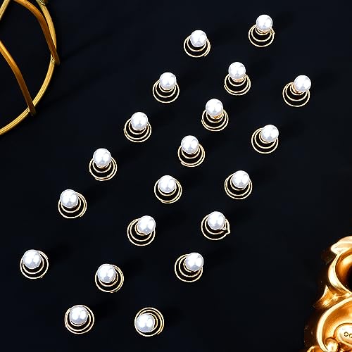 Hapdoo 20pcs Pearl Hair Pins Gold Spiral Bridal Hair Clips for Wedding