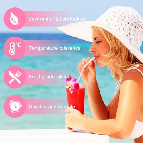 6 Pack Silicone Drinking Straws for 20/30/40 oz Cups - Reusable, Food-Grade, Dishwasher Safe