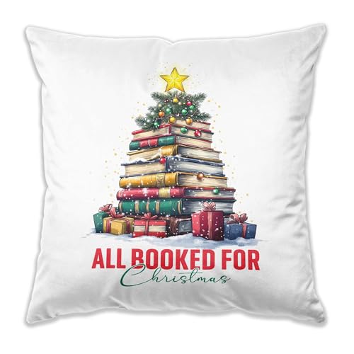 Christmas Book Tree Pillow Cover 18x18 - Book Lover Gift - 4 Color Options