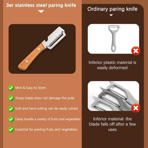 Vegetable Peeler with Wooden Handle and Built-In Bottle Opener