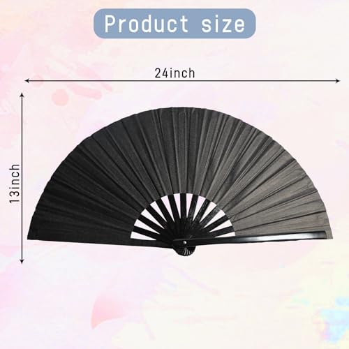 Large Folding Hand Fan for Rave & Festivals - 24" Open