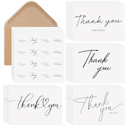 Azureal 52-Pack Thank You Cards with Envelopes & Stickers - 3.5x5 Inch Personalizable Notes for Weddings, Bridal Showers, Graduations & Business