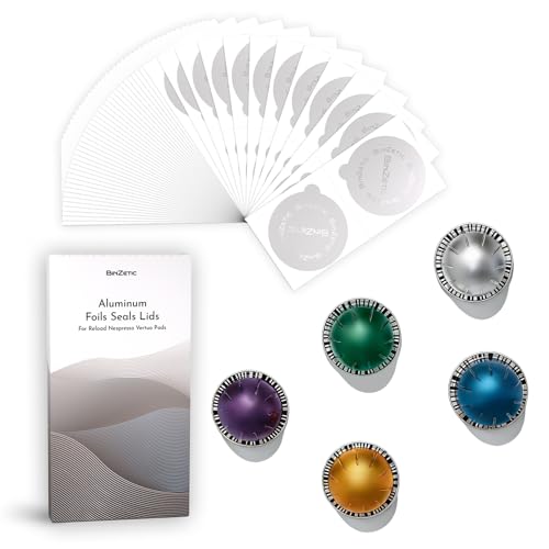 BinZetic 100-Pack Aluminum Foil Lids for Nespresso Vertuo Pods (Refill)