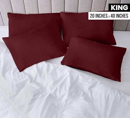 Utopia Bedding King Size Pillow Cases, Set of 2, Soft Microfiber, Burgundy