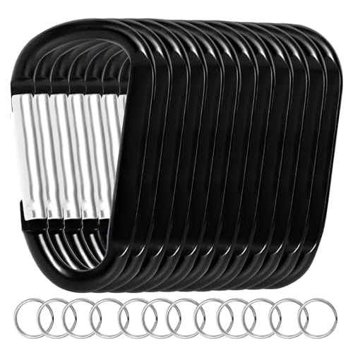 12PCS Carabiner Keychain Clip - 3" Aluminum Caribeener Key Clip,D Ring Shape Nonlocking Carabeaner Hook Buckle,Multi-Function Spring Snap Key Clips Tool for Home,Camping,Hiking,Traveling,Backpack