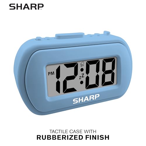 Sharp Battery Alarm Clock with Blue Backlight & Snooze Feature
