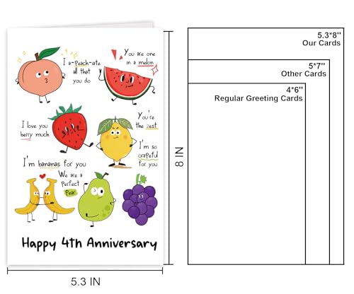 Cute 4th Anniversary Card for Him Her - Funny Fruit Pun Design