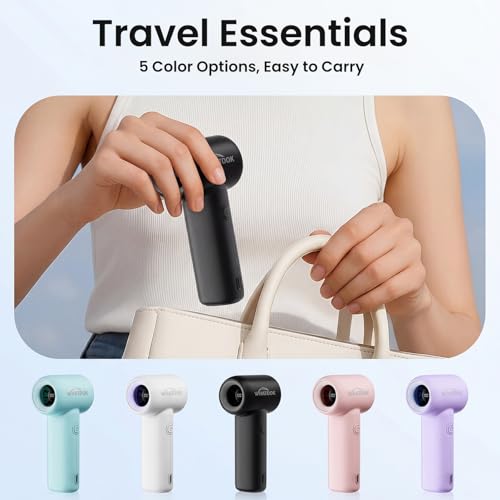 WHATOOK Portable Turbo Handheld Fan, 5-Speed USB-C Rechargeable Mini Fan
