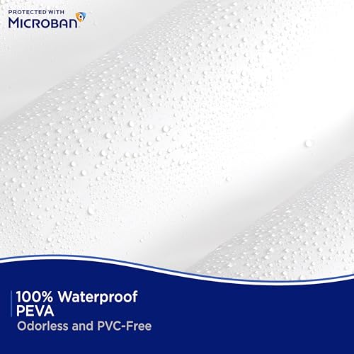 Kenney Microban Waterproof PEVA Shower Curtain Liner 70x72 White with Rust-Resistant Grommets
