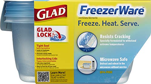 Glad FreezerWare Large 64oz Food Storage Containers with Lids, 2 Count Set