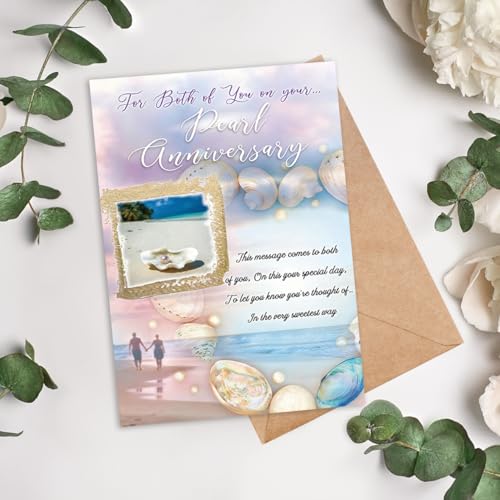 30th Wedding Anniversary Card for Couples - Elegant Pearl Design