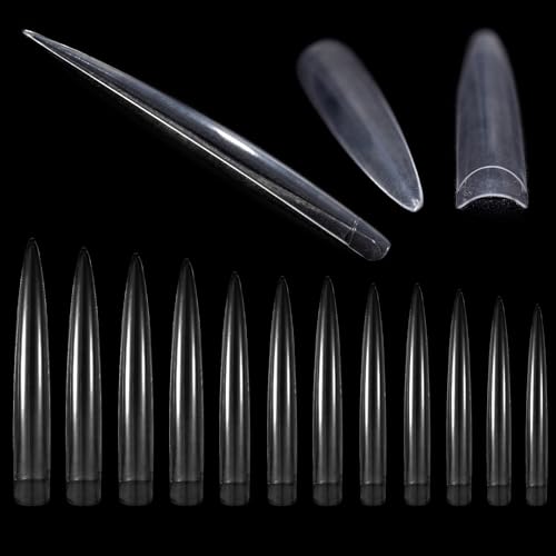 KADS Extra Long Stiletto Nail Tips Clear Half Cover Acrylic False Nails