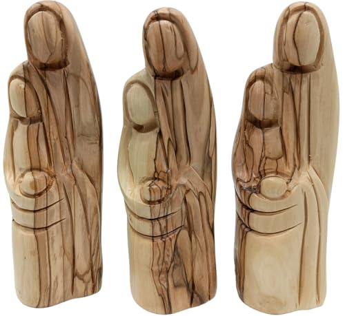 Olive Wood Nativity Set Holy Family Hand Carved Christian Christmas Decor Small Manger Scene
