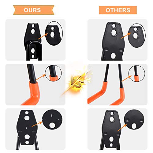 Heavy Duty Steel Garage Hooks - Wall Mount Tool Organizer for Ladders, Bikes & Hoses (4 Pack)