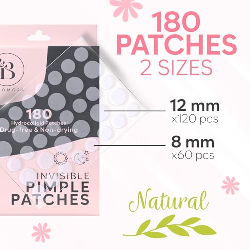 BLOOMORA Invisible Pimple Patches 180 Count - Hydrocolloid Zit Stickers
