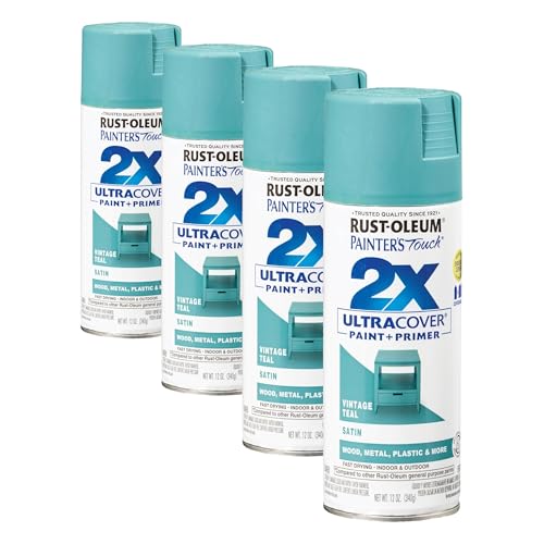 Rust-Oleum Painter's Touch 2X Ultra Cover Spray Paint - Satin Vintage Teal, 12 oz (Pack of 4)
