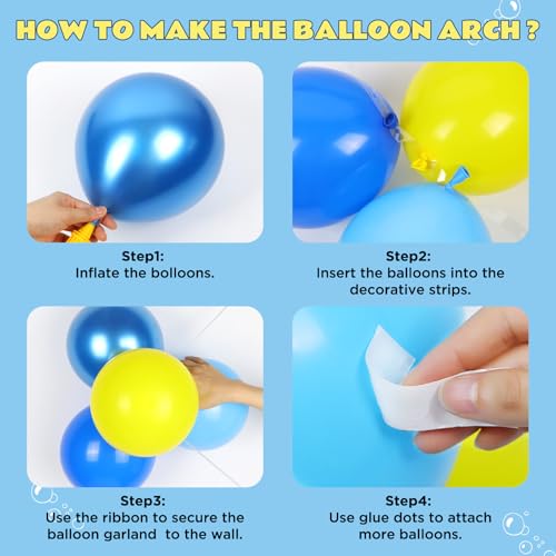 147pcs Cartoon Pineapple Balloon Arch Kit - Blue & Yellow