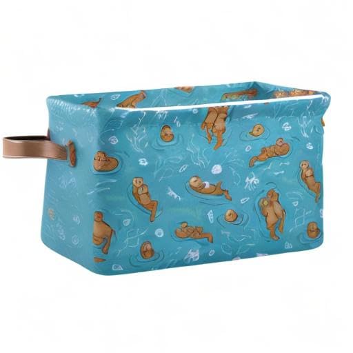 Storage Basket Cube Sea Animal Otter Coral Large Collapsible Toys Storage Box Bin Laundry Organizer for Closet Shelf Nursery Kids Bedroom,15x11x9.5 in,1 Pack