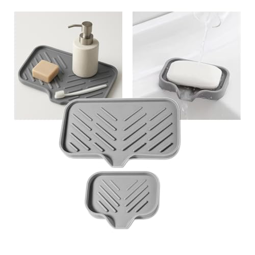 Carthoman Silicone Soap Tray with Drain Spout - Kitchen & Bathroom Organizer Set