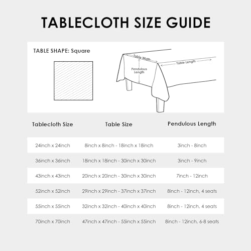 YZKITM Small Square Polyester Tablecloth - 24 x 24 Inch, Solid White