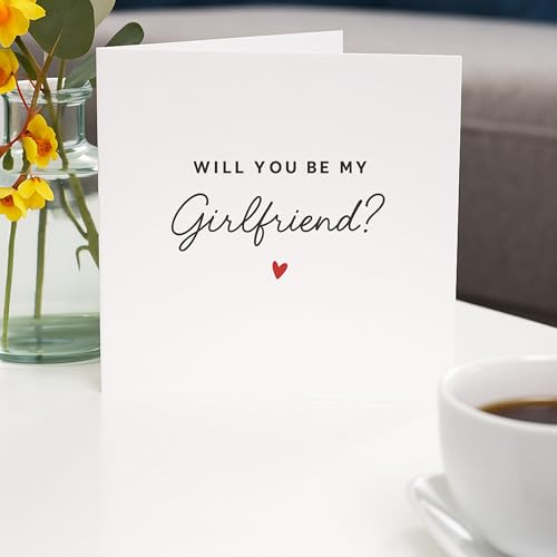 Will You Be My Girlfriend Card - Romantic Minimalist Proposal Note