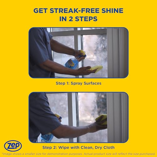 Zep Streak-Free Glass Cleaner, 1 Gallon Bottle, Professional Grade (Pack of 2)
