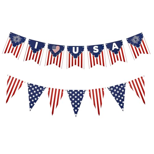 Patriotic Bunting Banner Set - 4th of July Decor | USA Flags