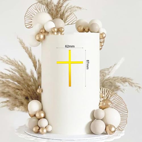 Gold Mirror Cross Cake Topper for Baptisms & Communions