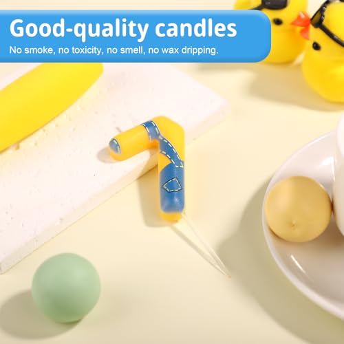 Blue and Yellow Number 7 Birthday Candle - Anime Cartoon Design