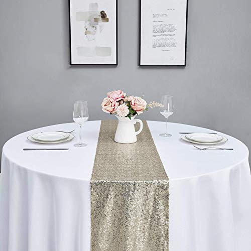 12x72 Inch Sequin Table Runner Champagne Glitter Party Wedding Decor 2PCS