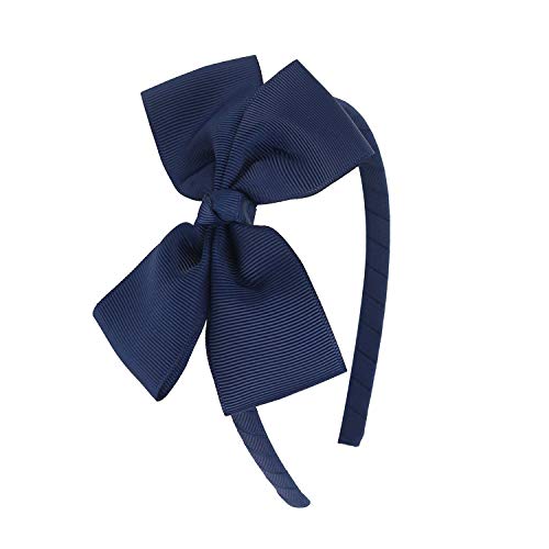 Midi Ribbon Navy Blue Grosgrain Bow Headband Handmade Hair Hoop