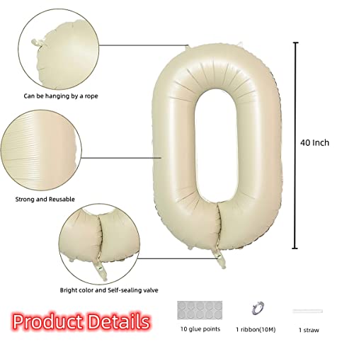 Cream White 46 Balloon Numbers - 40 Inch for Birthday & Events