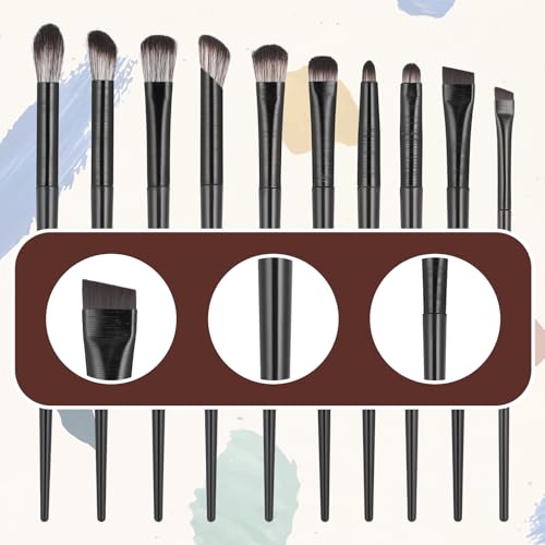 10-Piece Professional Eye Makeup Brush Set Synthetic Blending Brushes