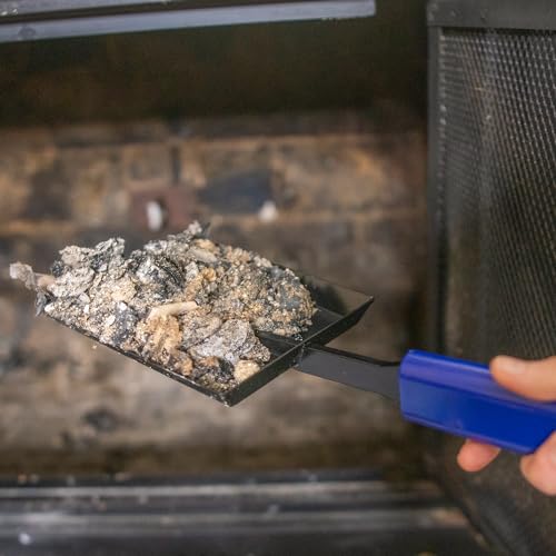 15-Inch Solid Iron Fireplace Ash Shovel with Rubber Handle