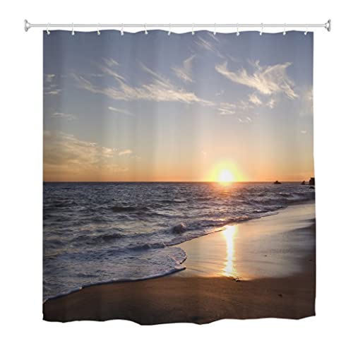 Goodbath 84 Inch Beach Sunset Shower Curtain 72x84 Waterproof Polyester