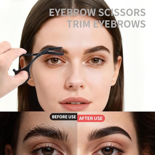 Bowcig Stainless Steel Eyebrow Scissors with Comb for Precision Grooming
