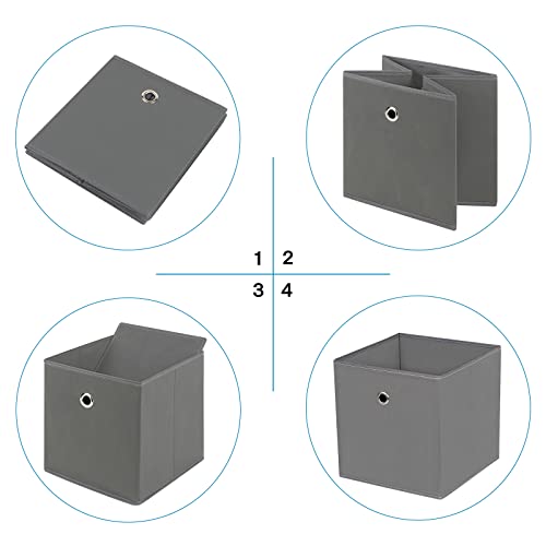DABEACT Grey Fabric Storage Cubes - 11" Foldable Bins, Set of 3