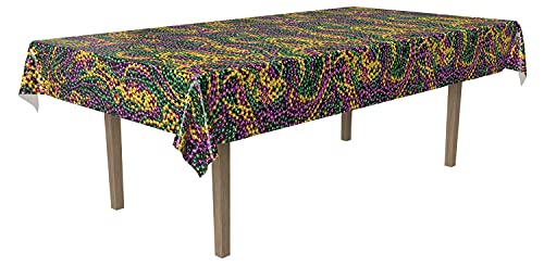 Beistle Mardi Gras Tablecovers, 54" x 108" Plastic Tablecloths 2-Count