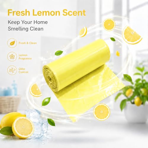 5 Gallon Scented Trash Bags - 60 Count Fresh Lemon, Durable Design