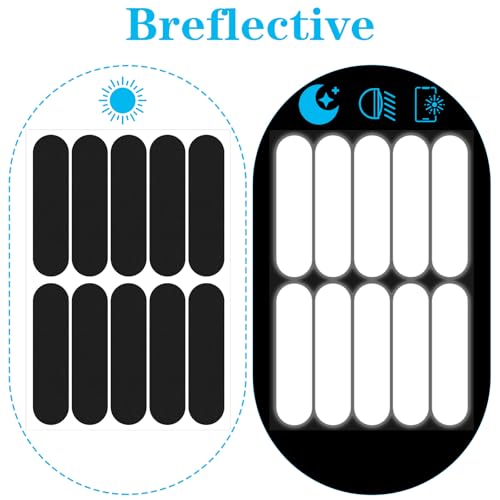10PCS Black Reflective Tape, Motorcycle Helmet Decals Reflective Stickers for Helmet Motorcycle Helmets Stickers Night Visibility Safety Decal for Motorcycles Scooters Bike Helmets Stroller